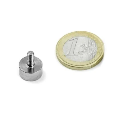 Immagine di 5 x Magnete al neodimio Ø 13,0 4,5 mm con filettatura M5 8 tiene 6,0 kg pezzi Magneti base in acciaio gambo filettato