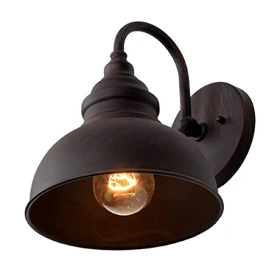 Immagine di Quevia Eletro Applique da esterno E27 faretto parete color ruggine Illuminazione per esterni anticato interni/esterni Ferro stiro Balconelmape,cortile Giardino Terrazza Corridoio