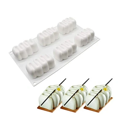Immagine di stampi silicone 3d dolci per Bigné, Pudding e Cubi di Ghiaccio, 6 fori piccoli bruchi