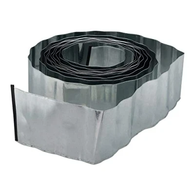 Immagine di Relaxdays 2X Recinti per Prato 10m, Recinzione in Metallo Zincato, Flessibile, Bordura Aiuole, Altezza:16 cm, Argento