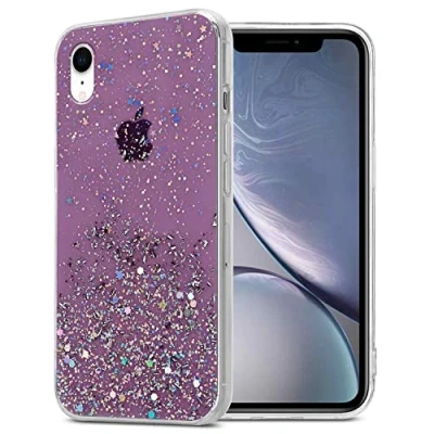 Immagine di Cadorabo Custodia compatibile con Apple iPhone XR in Viola glitter protettiva silicone TPU scintillanti Ultra Slim Back Cover Case