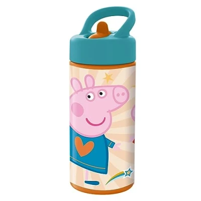 Immagine di p:os Peppa Pig 35142 Borraccia Wutz per Bambini, con Cannuccia Integrata, capacità ca. 410 ml, a Prova di perdite, la Scuola, Lo Sport e Il Tempo Libero, Multicolore,