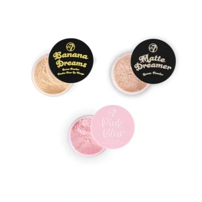Immagine di W7 Set ciprie in Polvere Loose Face Banana Dreams 3 pezzi Colori banana, nude e rosa fissante ultra fine per un trucco impeccabile