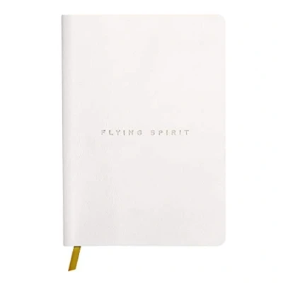 Immagine di Clairefontaine 104946C Flying Spirit Taccuino pelle bianco quaderno cucito 14,8x21cm 180p a righe carta avorio 90g
