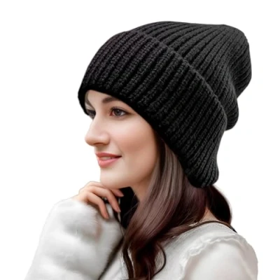 Immagine di CINGHIA Cappello Donna Invernale,Cappello Invernale Uomo,Berretto Invernale,Berretto Uomo Invernale,Unisex Berretto Invernale,Elastico Caldo Lavorato a per Sci Nera