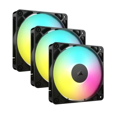 Immagine di CORSAIR RS120 ARGB 120 mm PWM Ventole Connessione a Margherita Basso Rumore Cuscinetto Cupola Magnetica Confezione Tripla Nero