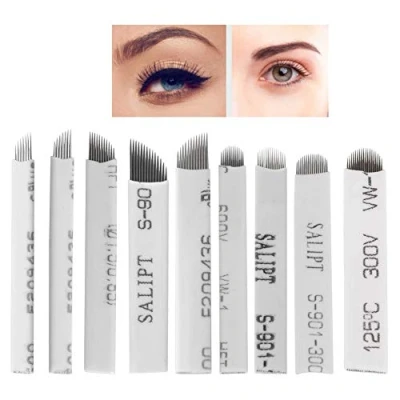 Immagine di Kuuleyn 9 Tipi di Kit Aghi per microblading,Aghi Micropiastra,Manuale del Tatuaggio sopracciglio,Lama sterile Trucco Permanente,Penna Micropiastra (0.2mm 14pin)