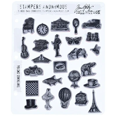 Immagine di Tim Holtz Set di timbri Stampers Anonymous su Supporto Acrilico, Gomma Originali Piccole Cose Red