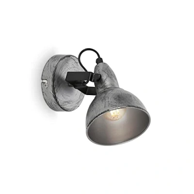 Immagine di BRILONER lampada da parete vintage, faretto orientabile retrò, parete, 1x attacco E14, Argento Crafted, 155x100 mm