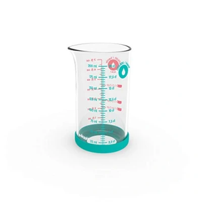 Immagine di Pebbly Misuratore di precisione in vetro 200 ml Con base silicone antiscivolo e beccuccio 4 misure liquidi (ml, cl, dl, L) Facilita le conversioni Materiali naturali