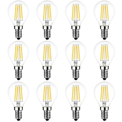 Immagine di LVWIT 12X Lampadina Filamento LED E14, 4W Equivalenti a 40W, 470Lm, Luce Bianca Calda 2700K, Mini Globo G45, Non Dimmerabile.