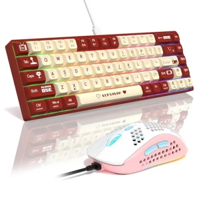 Immagine di MAMBASNAKE AJAZZ AK680 Mechanical Keyboard, 68 Key 60 Percent Hot Swappable Gaming Keyboard + 6 Adjustable DPI 6400 Mouse with RGB Light, for PC/Mac/Laptop Gamer (Brown Tactile Switch)