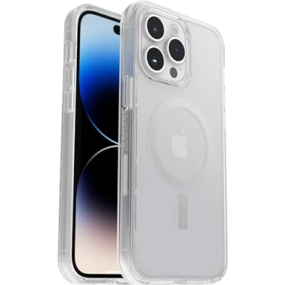 Immagine di Otterbox Cover per iPhone 14 Pro Max Symmetry+ Clear MagSafe, resistente a shock e cadute, sottile, testata 3x norme MIL STD 810G, protezione antimicrobica, Trasparente