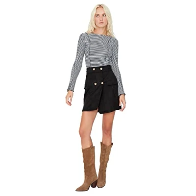 Immagine di Trendyol Gonna Donna Mini A Line Stretto in Maglia, Nero, S