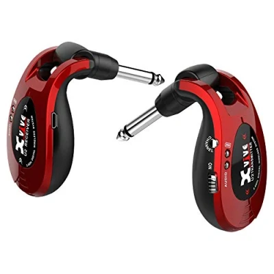 Immagine di Xvive U2 Sistema Wireless per Chitarra, Basso e altri strumenti, ricaricabile 2.4GHz, Trasmettitore/Ricevitore digitale, colore: Rosso Metallizzato