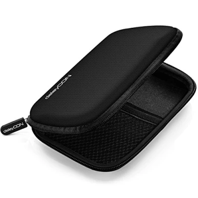 Immagine di deleyCON Borsa del Disco Rigido Custodia HDD Per Dischi Rigidi da 2,5&quot; Pollici e SSD Robusto Antiurto 2 Scomparti Interni con Tasche a Rete Nero