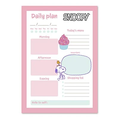 Immagine di Grupo Erik: Planning da Tavolo A5 Snoopy, Planner settimanale con 54 fogli a strappo, 14,8 x 21 cm, Agenda Organizer, To Do List Planner, scrivania