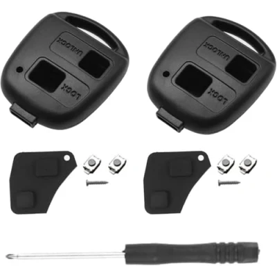 Immagine di SLshiBo 2 Pezzi Ricambio Chiave Toyota Tasti Cover Guscio Scocca Telecomando con Pulsanti in Gomma e Vite Compatibile Yaris RAV4 Corolla Auris Avensis Tundra