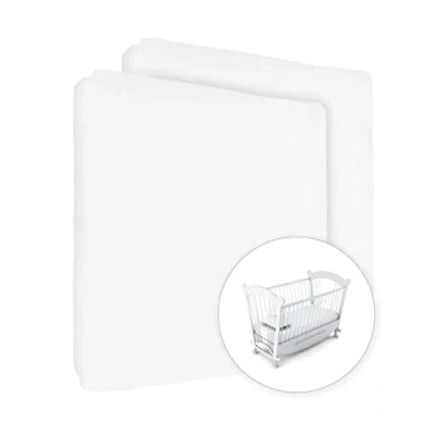 Immagine di 2x lenzuola in jersey 100% cotone con angoli elasticizzati per lettino da 90x50 cm (bianco)