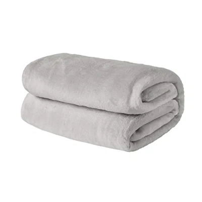 Immagine di Brentfords Coperta super morbida in pile di flanella, grande, soffice e calda, colore: grigio argento, 150 x 200 cm