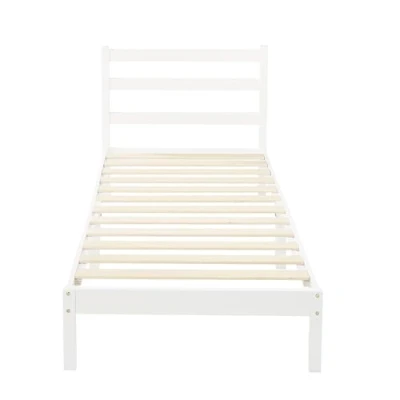 Immagine di Amazon Basics Struttura del letto singolo in pino massello con testiera a fasce, 90 x 190 88 cm, Bianco