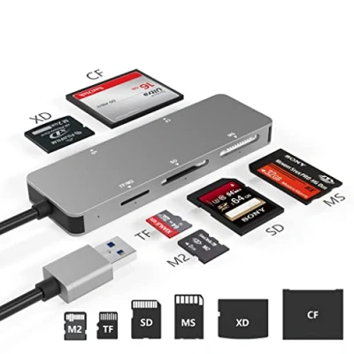 Immagine di Lettore di Schede USB 3.0, Memoria 3.0 (5 Gps) Ad Alta Velocità TF/SD/MS/M2/XD/CF, SD All in One, Con 5 Contemporaneamente