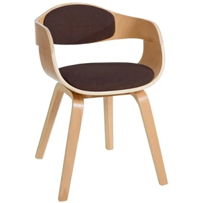 Immagine di CLP Sedia Visitatore Kingston In Tessuto I Rétro Con Braccioli Imbottita Pranzo Legno, Colore:natura/marrone
