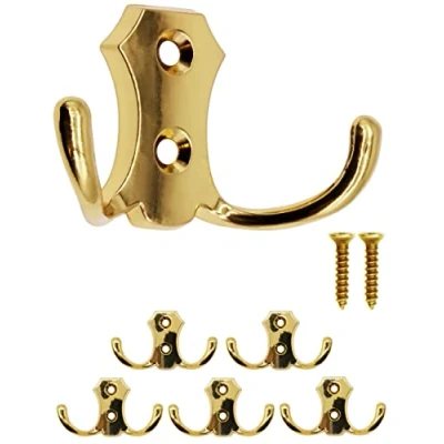 Immagine di FUXXER® Set di 5 ganci appendiabiti classici da cucina, in ferro, stile classico, colore oro
