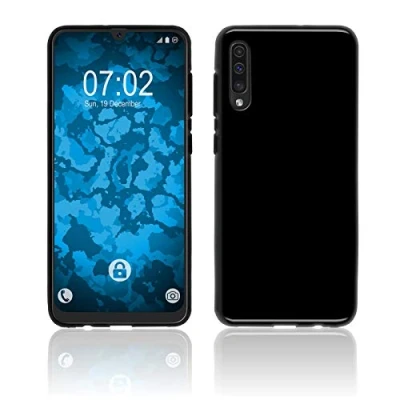 Immagine di PhoneNatic Custodia Compatibile con Samsung Galaxy A50 Cover Nero Trasparente in Silicone + Pellicola Protettiva