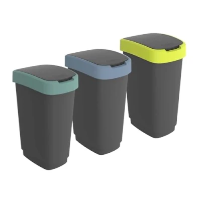 Immagine di Rotho Twist 3 x 25L Set di cestini per Raccolta differenziata Coperchi colorati