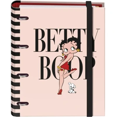 Immagine di Dohe Raccoglitore a 4 anelli con ricarica 100 fogli formato A4, chiusura gomma, separatori di colori, busta porta documenti, carta 90 g/m², compressore, materiale scolastico Betty Boop