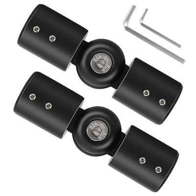 Immagine di Barnaous connettore angolare per bastoni tende, regolabile tende a bovindo, con 1 pollice in acciaio inox nero (nero)