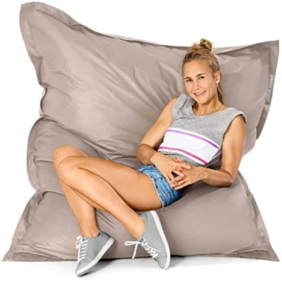 Immagine di Green Bean© Poltrona a Sacco da Interni 120x160cm 270 Litri Imbottitura in Perle EPS per Bambini e Adulti Cuscino Gigante Lavabile Resistente alle intemperie Sedia Pavimento Beige Scuro