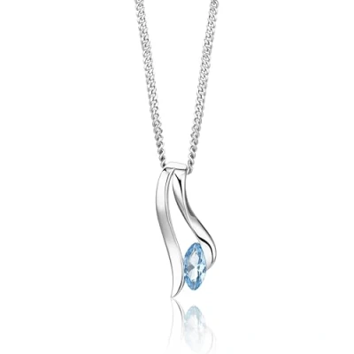 Immagine di Miore Collana Donna Argento, Catena con Ciondolo di Topazio naturale in Argento Sterling 925. Gemma taglio marquise. Catenina Grumetta Cm 45. Pendente anallergico.