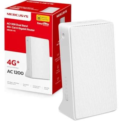 Immagine di Mercusys TP Link MB230 4G Router 4G+ Cat6 LTE, Wireless AC1200Mbps Dual Band, WiFi with Sim, LAN/WAN Port, Sim Modem, Without Configuration, External Antenna Ports