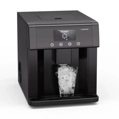Immagine di Klarstein Eiszeit Macchina del Ghiaccio, 15 kg/24h, Cubetti in 3 Formati, Display LCD, Serbatoio da 3L, Acciaio Inox, Ghiaccio per Casa e Feste, Ice Maker, Nero
