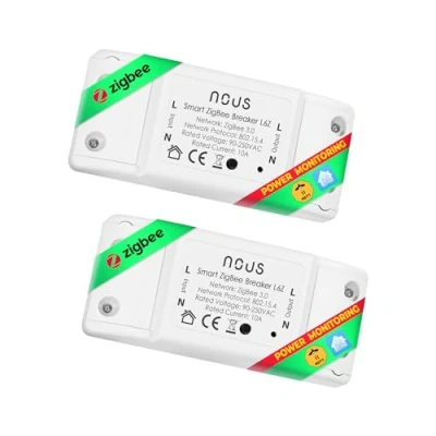 Immagine di NOUS Interruttore ZigBee L6Z Alexa domestico intelligente Tuya con timer wireless a led fai da te Relè luce 230v Assistente Google Home ZigBee2MQTT (Zigbee, Pack of 2)