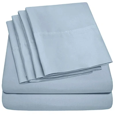Immagine di set di lenzuola per letto king size, 6 pezzi, collezione Supreme, in microfibra spazzolata fine, con tasca profonda, biancheria da 2 federe extra, grande valore,