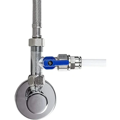 Immagine di Valvola di intercettazione adattatore a T 3/8&quot; x pollici per il collegamento filtro dell&#039;acqua, osmosi inversa, frigoriferi, macchina da caffè (3/8&quot; 6 mm )