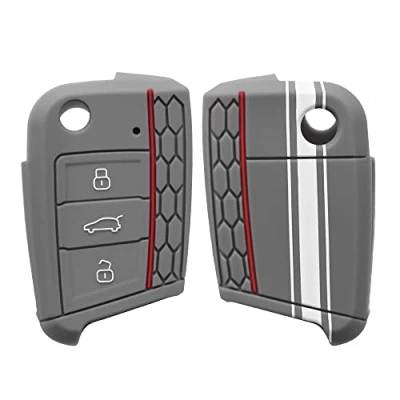 Immagine di kwmobile Custodia Coprichiave Compatibile con VW Golf 7 MK7 3 tasti Cover Copritelecomando Chiave Auto Copri Chiavi Macchina Strisce Rally