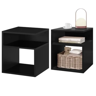 Immagine di EUGAD Set di 2 Comodino a 3 Ripiani, Tavolino da Notte Bianco Moderno per Camera Letto, Mobile Salvaspazio, Divano, Salotto Giorno, in Legno, 35x35x41,5 cm, 0006CTG