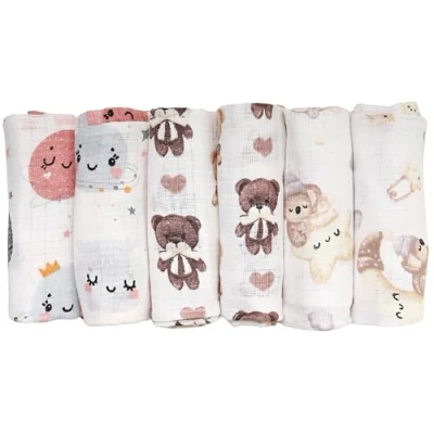 Immagine di FENSILO Salviette per bambini panni di garza pannolini Confezione da 6 pezzi 70 x 80 cm neonati e neonati; in mussola ragazzi ragazze, cotone, copertura, 1008