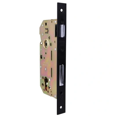 Immagine di Amig Serratura da incasso per porte in legno Con palettone di chiusura Frontale e supporto a bordo quadrato Entrata 50 mm reversibile Acciaio Nero opaco 240
