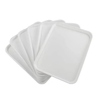Immagine di Sosody Vassoio Rettangolare in Plastica, Vassoi Servizio Rettangolari, Bianco, Set di 6