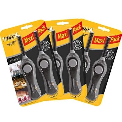 Immagine di Bic Megalighter Multi Utility Accendini Nero, Confezione da 6