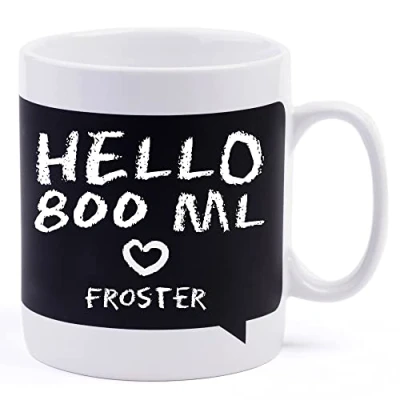 Immagine di Froster Tazza Lavagna Gigante, Grande con Lavagna, XXL 800 ml, Disegna o Scrivici Sopra, Gesso Incluso