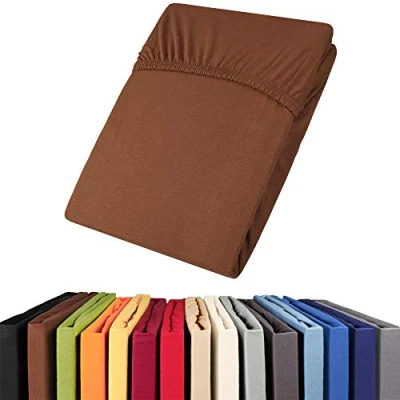 Immagine di aqua textil Viana lenzuolo elasticizzato topper spessori per letto contenitore cotone 140x200 160x200 cm marrone