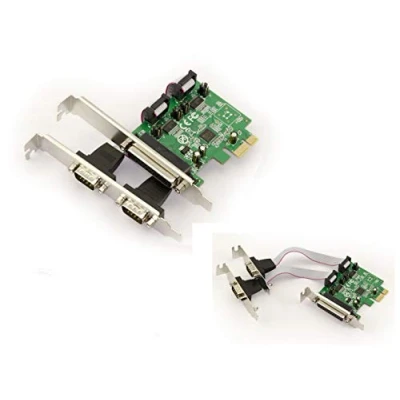 Immagine di KALEA INFORMATIQUE Scheda controller PCI Express PCIe Parallela IEEE1284 LPT SPP ECP e seriale RS232 (5V 12V regolabile) con chipset ASIX, profilo basso alto