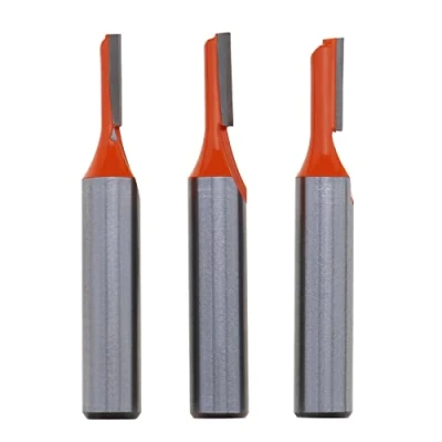 Immagine di YINETTECH Set di 3 frese dritte, con codolo da 8 mm, in acciaio al carbonio, per la lavorazione del legno, diametro taglio mm/4 mm/5 mm