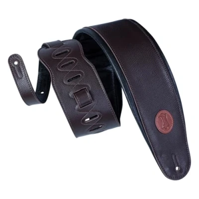 Immagine di Levy&#039;s MSS2 4 DBR Tracolla Per Chitarra 4.5&quot; Garment Leather Bass Guitar Strap Dark Brow